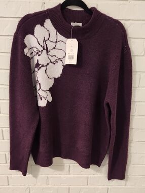 Belk Wonderly Plum Sweater with White Floral Accent